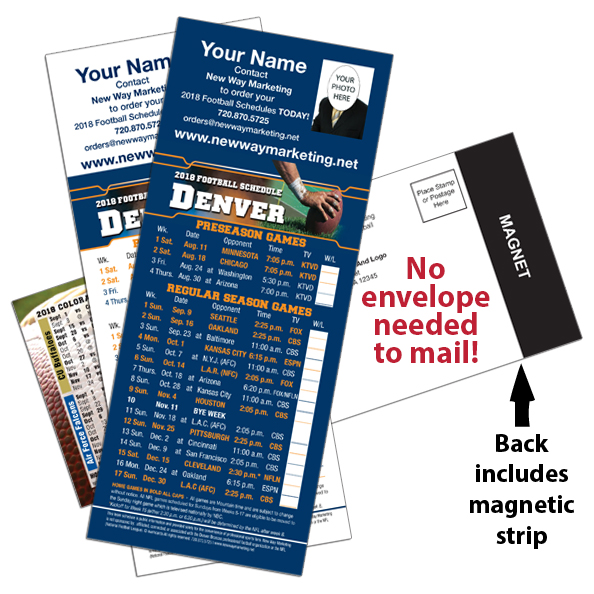 Denver Football Schedule Postcard - Maximum Xposure Marketing Solutions